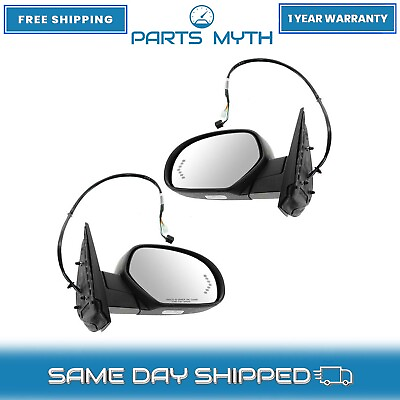 #ad NEW Mirrors Power Heated Signal Puddle Set Fits For 2007 13 Chevy GMC Pickup SUV