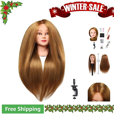 #ad Hairdresser Practice Training Mannequin Head 26quot; 28quot; with Real Hair amp; 9 Tools