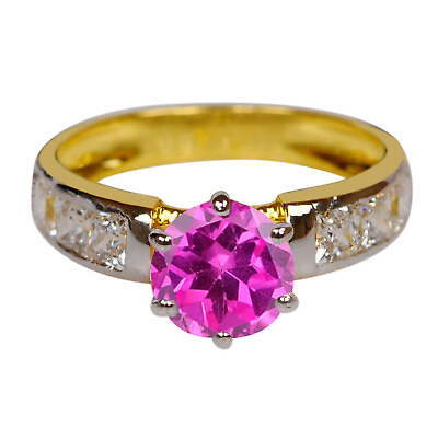 #ad 1.70Ct Round Shape 100% Natural Pink Tourmaline Solitaire Ring In 14KT Gold