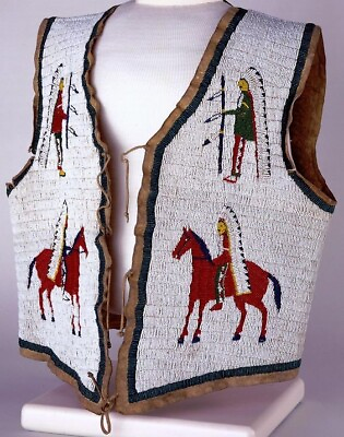 #ad Native American Handmade Beaded Vest Hand Stitched Front Powwow Regalia XNV509