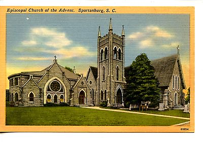 #ad Episcopal Church of Advent Building Spartanburg South Carolina Vintage Postcard