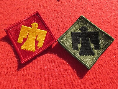 #ad US Army 45th Division patch merrowed fully Embroidered no glow pair subdued