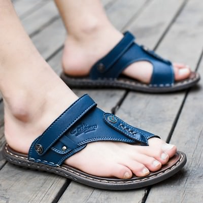 #ad Beach Men beach Sandal Slingback Shoes 2019 Chic Summer Slip On Slipper Flat