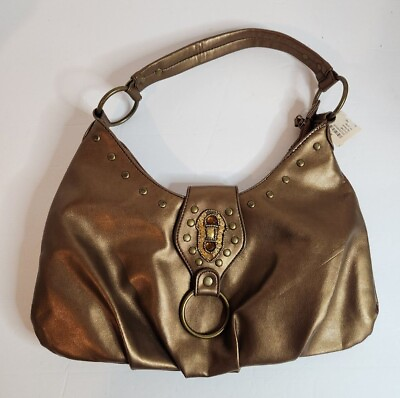 #ad  Bronze Metallic Handbag Shoulder Bag Purse Tote Satchel