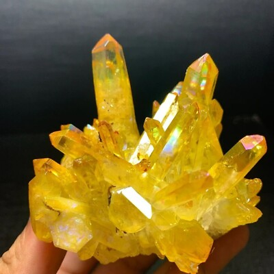 #ad Natural Citrine Cluster Aura Crystal Cluster Mineral Specimen Healing Decoration
