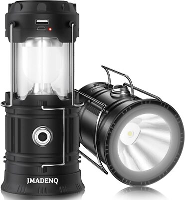 #ad Solar Lantern Flashlights USB Rechargeable Camping Lantern Led Black 1
