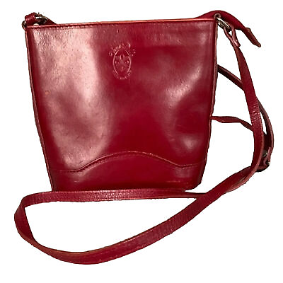 #ad #ad Vera Pella Red Leather Made in Italy Small Bucket Crossbody Bag