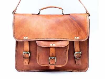 #ad New Genuine Brown Leather Mens Business Messenger Shoulder Bag Cross Body Purse