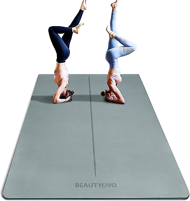 #ad 6#x27; X 4#x27; Large Yoga Mat 1 3 Inch Extra Thick Yoga Mat Double Sided Non Gray