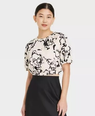 #ad Floral Puff Sleeve Cotton Top