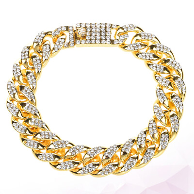 #ad Gold Plated Bracelet Chain Link Bracelet Gold Men#x27;s Hip Hop Jewelry