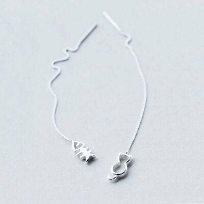 #ad Pearl Zircon Long Tassel Crystal Earrings Stud Drop Women Jewelry Silver Plated