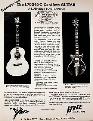 #ad 1979 Lane Moller LM 36NC Phoenix Cordless Custom Guitar Vintage Ad