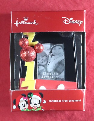 #ad Disney Mickey Mouse Christmas Tree Ornament Picture Frame 2017 Hallmark NEW NIB