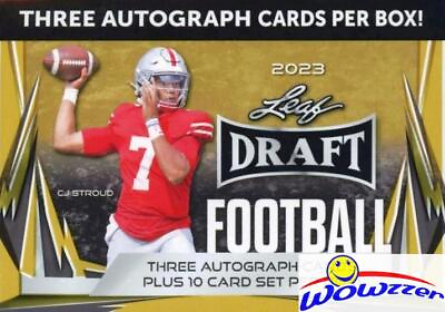 #ad 2023 Leaf Draft Football GOLD EXCLUSIVE Factory Sealed Blaster Box 3 AUTOS10 Cd