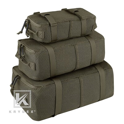 #ad KRYDEX Tactical Modular Pouch Outdoor Storage Mesh Travel Suitcase Ranger Green