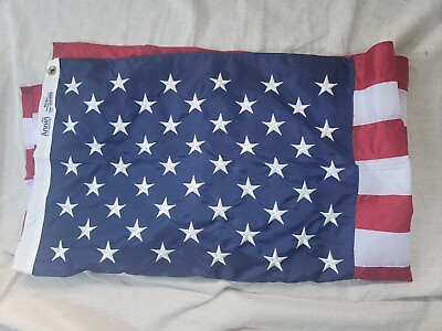 #ad Vintage Annin Embroidered American Flag 3x5 100% Nylon Made in USA NWOT