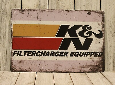 #ad KN Kamp;N Oil Filters Tin Metal Sign Vintage Style Auto Mechanic Gas Station XZ