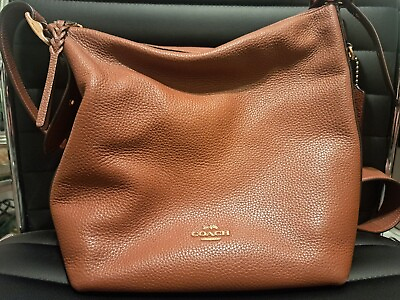 #ad COACH Brown Leather Crossbody Shoulder Bag Fast Free Shipping