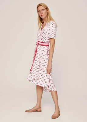 #ad MEEM Polkadot Print Wrap Dress White SIZE UK 14 Dotty Pink White BNWT NEW