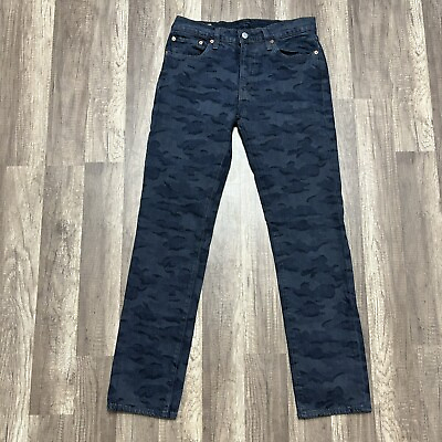 #ad Levi#x27;s Jeans Men#x27;s 31x32 Blue Camo Dark Wash Denim Straight Leg Zip Fly