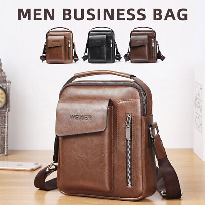 Men#x27;s PU Leather Briefcase Shoulder Messenger Bag Crossbody Handbag Satchel Bags