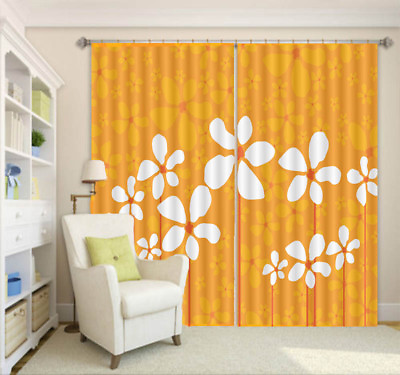 #ad Cute White Flowers 3D Curtain Blockout Photo Printing Curtains Drape Fabric