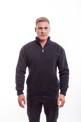 #ad New Zealand Possum Merino Wool Knitwear Short Zip Rib Sleeve Sweater