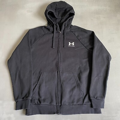#ad Under Armour Hoodie Mens Medium Loose Black Full zip logo sweatshirt jacket gym