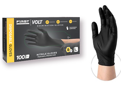 #ad First Glove Black Industrial Disposable Nitrile Gloves 6 Mil Latex amp; Powder Free