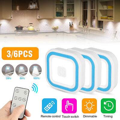 #ad 3 6PCS LED Wireless Closet Light Battery Powered Indoor Wall Cabinet Night Light