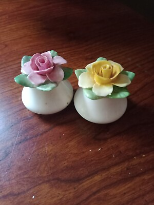 #ad Royal Adderly 2 Mini Porcelain Salt and Pepper Shakers VERY CUTE