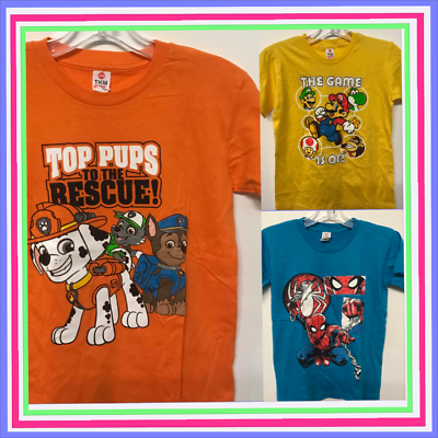 #ad 3 PACK BOY T SHIRT XL 10 12 3 COLORS 100% COTTON PRINTED A49 OUTDOOR TEE