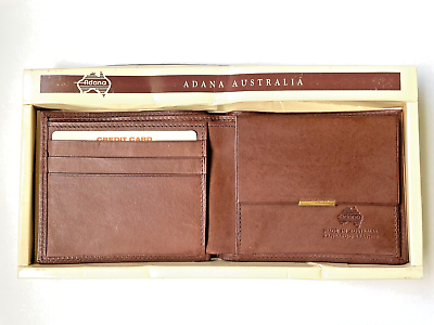 #ad Vintage Men#x27;s Natural Leather Bi fold Wallet Kangaroo Adana Australia Thin Soft