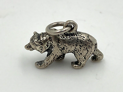 #ad Grizzly Brown Black Bear Wild Animal Sterling Silver Charm Pendant Cali Mascot