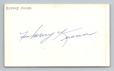 #ad HARVEY KUENN Autograph Signed 3x5 Index Card Authentic AUTO w JSA LOA