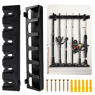 #ad Zsrivk Wall Mounted Fishing Rod Holder with Base Fishing Pole Rack Hold up t...