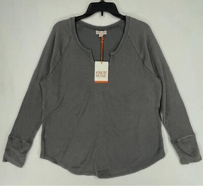 #ad Knox Rose Thermal Top Womens XXL Notch Neck Long Sleeve Stretch Soft Gray
