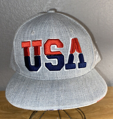 #ad USA Snap Back Cap 3 D Embroidered On Front US Flag Print Under The Visor