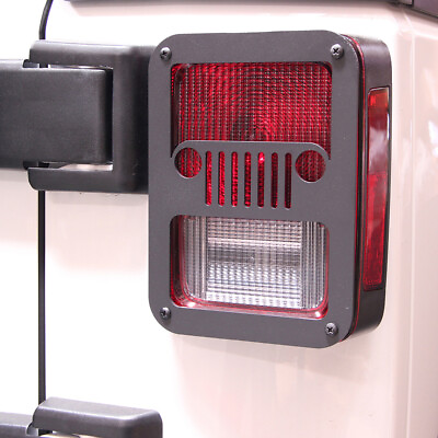 #ad Black Tail Light Cover Rear Taillights Guards For Jeep Wrangler 2007 2018 JK JKU