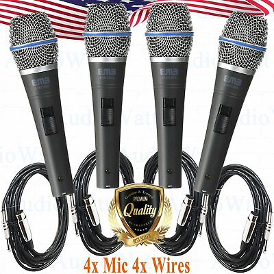 #ad 4X Professional Wired Dynamic Vocal Studio Microphone HandHeld Mic with XLR 3Pin