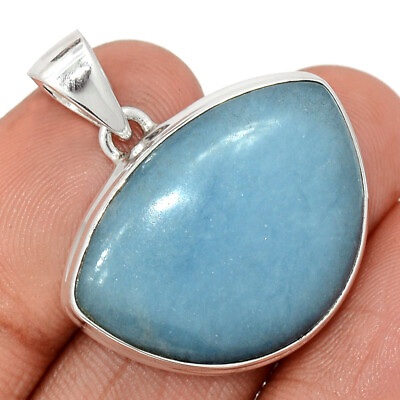 #ad Natural Angelite Peru 925 Sterling Silver Pendant Jewelry CP30787