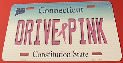#ad Connecticut Drive Pink Booster License Plate Breast Cancer Awareness Prevention