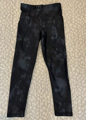 #ad Old Navy Girls Black High Waisted PowerSoft 7 8 Length Leggings size 6 7