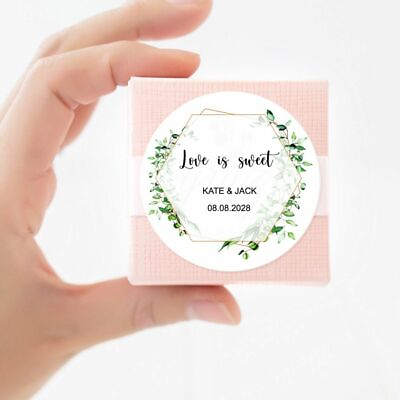 #ad Love Is Sweet Wedding Party Favor Candy Box Gift Bag Sticker Greenery Gift Label