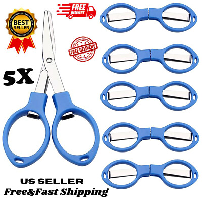 #ad Mini Handy Folding Scissors Stainless Steel Travel Pocket Multi User EDC 5x Blue