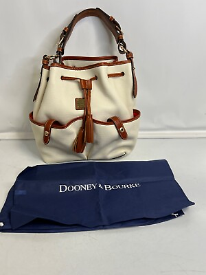#ad Dooney amp; Bourke Pebble Leather Pocket Drawstring Bag White New with dust bag