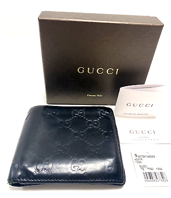 #ad Gucci wallet bi fold sima black leather GG Authentic Men Women With outer box