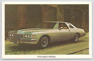 #ad Transportation Silver 1976 Buick Riviera In Alley Vintage Postcard