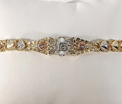 #ad Quinceanera Mis 15 Años Quince Pulsera Oro My Sweet Gold Plated Bracelet Jewelry